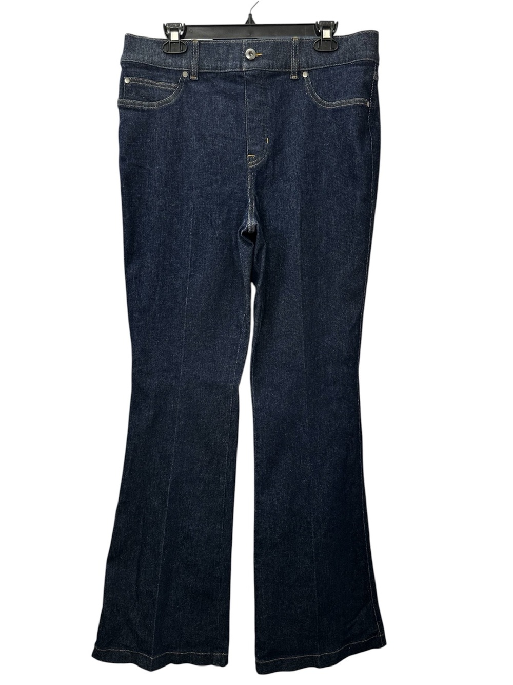 NWT Spanx Jeans Flare Leg Pull On Raw Indigo Dark Wash Women’s Size XL